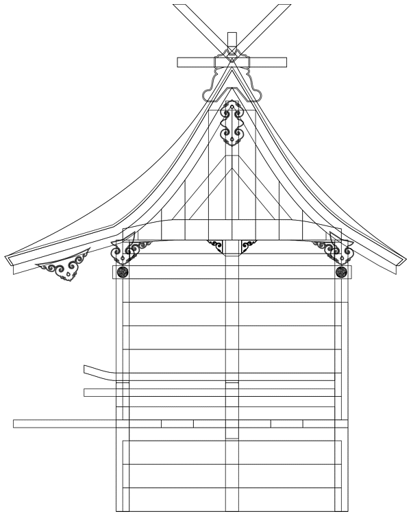 氷川女體神社 イラスト ワイヤーフレーム画像