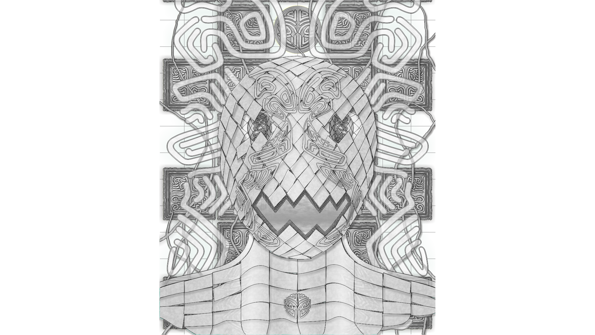 翡翠の仮面 イラスト ワイヤーフレーム画像